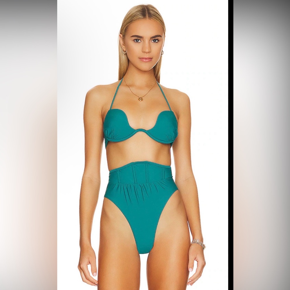 NWT Andrea Iyamah $260 Teal Underwire Bikini Set size small